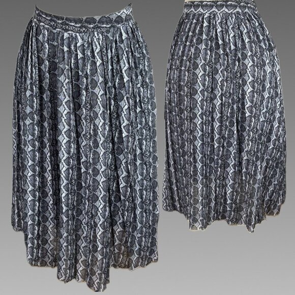 Rachel Rachel Roy +2X Gray Snake Print Chiffon Pleated Lined Side Zip Midi Skirt - Picture 1 of 6